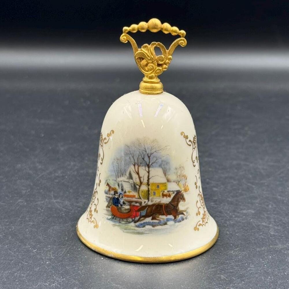 Vintage Gorham Fine China Noel 1976 Currier & Ives Christmas Bell